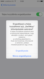 iOS 8 billentyűzet