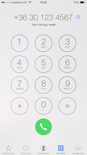 iOS 8 tárcsázóképernyő