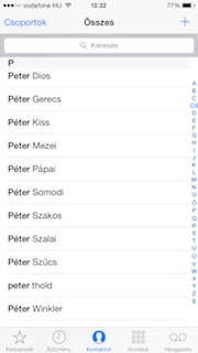 iOS 8 névjegyzék