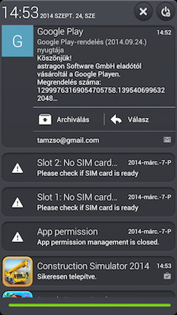 Jiayu S2 értesítési függöny
