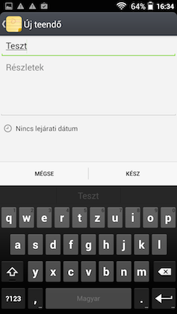 Jiayu S2 billentyűzet