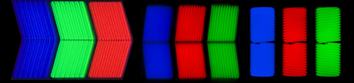 Variációk AH-IPS pixelstruktúrákra, amiből jól látható, hogy az elnevezés inkább csak egy gyűjtőfogalom, mint egyetlen meghatározott paneltípus
