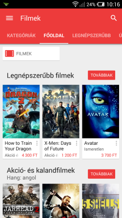 A Play Movies szolgáltatással digitális filmek vásárolhatók