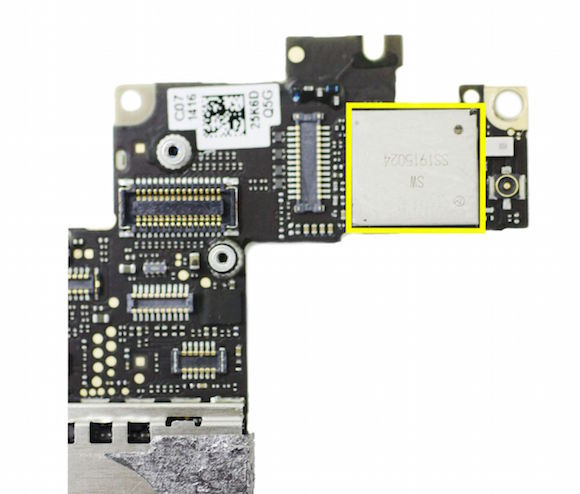 A WiFi IC elhelyezkedése a panelon