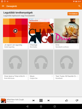 A Google Nexus 9 zenelejátszója a Play Music 