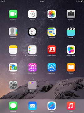 A megszokott főképernyő jellemzi Apple iPad Air 2-t 