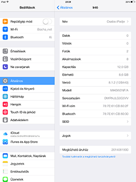 Az Apple iPad Air 2 beállításai könnyen átláthatók 