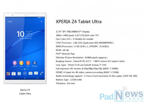 Ütős lehet a Sony Xperia Z4 Tablet Ultra