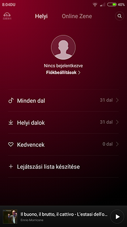 A Xiaomi Redmi Note 4G zenelejátszója Mi áruházas dalokat is lejátszik