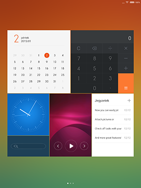  A Xiaomi Mi Pad kezdőképernyős widgetje több elemből áll