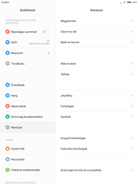 A Xiaomi Mi Pad beállításai könnyen átláthatók a táblagépes elrendezésnek hála