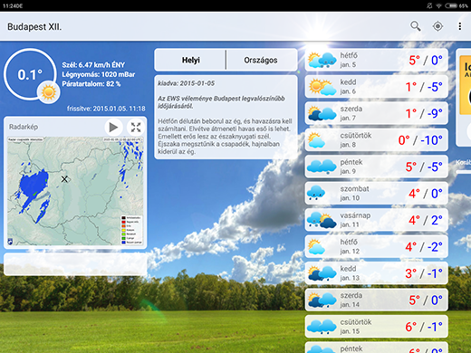 Az Eumet táblagépes megjelenítéssel is rendelkezik