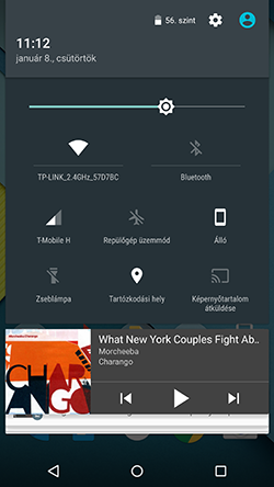 A Google Nexus 6 kapcsolópanelja a Material Design stílust követi