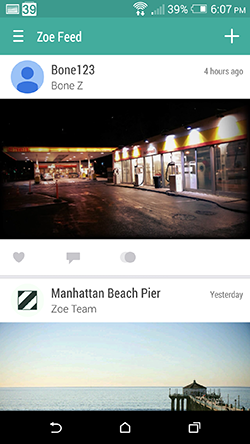 A Zoe HTC Desire Eye videomegosztója