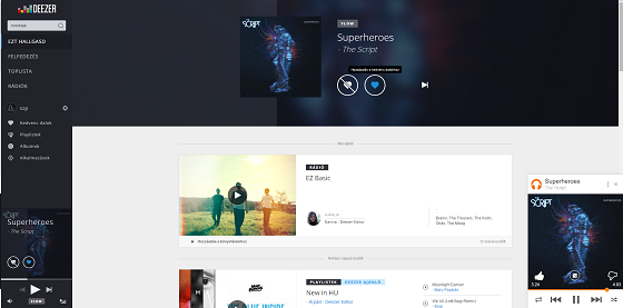 A Deezer felülete