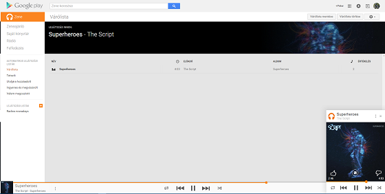 A Google Music felülete