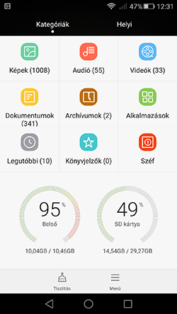 A Huawei P8 fájlkezelője nagytudású