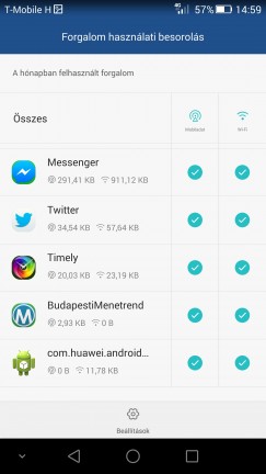 A Telefonkezelő egyenként is tudja kezelni az internetkapcsolatokat