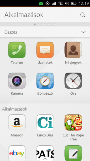 A BQ Aquaris E4.5 Ubuntu Edition alkalmazásmenüje is egy scope
