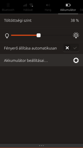A BQ Aquaris E4.5 Ubuntu Edition értesítési panelja mellett más oldalak is elérhetők