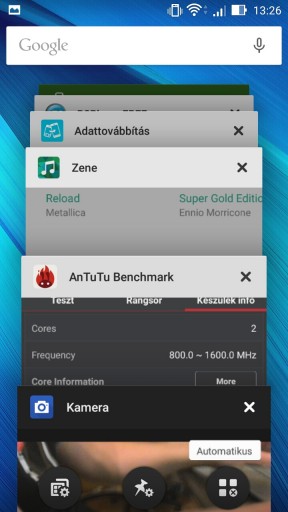 Az ASUS Zenfone 2 ZE500CL alkalmazásváltója Material Design stílusú 