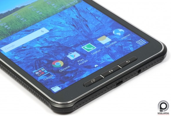 A Samsung Galaxy Tab Active androidos kezelőgombjai nyomógombos kivitelezésűek
