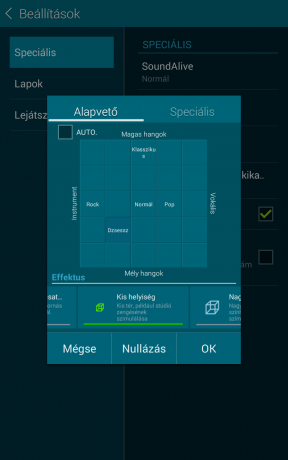 A Samsung Galaxy Tab Active hangszínszabályzója a SoundAlive