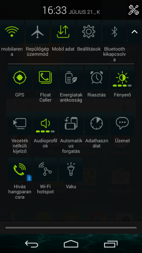 Az Acer Liquid Jade kapcsolópanelja sokrétű