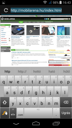 Az Acer Liquid Jade billentyűzete a magyarul is tudó Swype