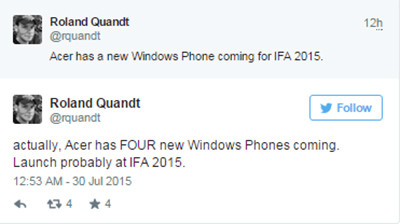 Négy darab Windows Phone-eszközt mutathat be az Acer