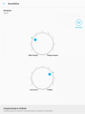 A Samsung Galaxy Tab S2 hangszínszabályzója a SoundAlive