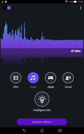 Az ASUS ZenPad 8.0 Audiovarázslója hangszínprofilokat is felkínál