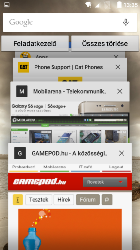 A CAT S40 böngészője a Chrome