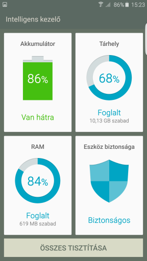 A Samsung Galaxy S6 edge+ Intelligens kezelője felügyeli a készülék egészségét 