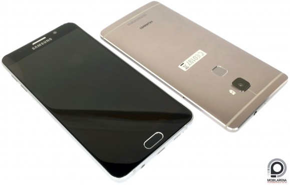 A Huawei Mate S-nek (jobbra) a Galaxy Note5 mellett sem kell szégyenkeznie: gyönyörű készülék
