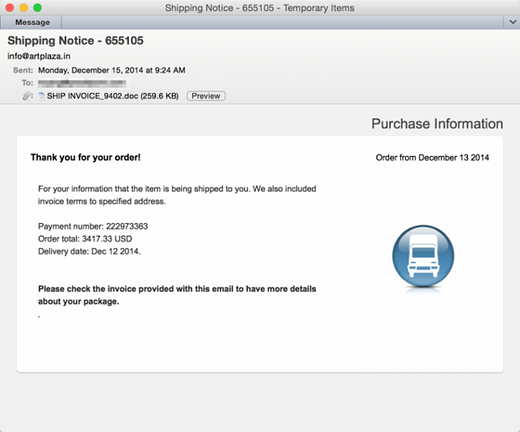 Dridex: egy becsapós e-mail