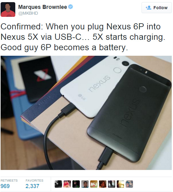 Nem a Nexus 6P az első Huawei mobil, amely képes más eszközt tölteni, de az első Google referenciamodell
