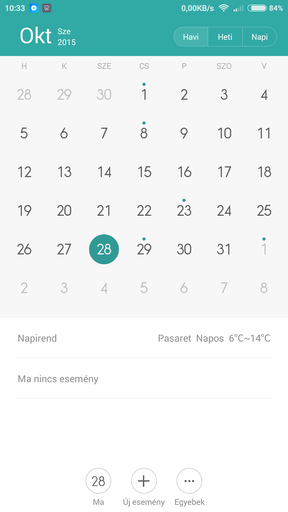 A Redmi Note 2 fájlkezelője és naptára