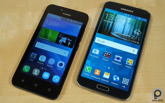 A Huawei Y5 a Samsung Galaxy S5 társaságában