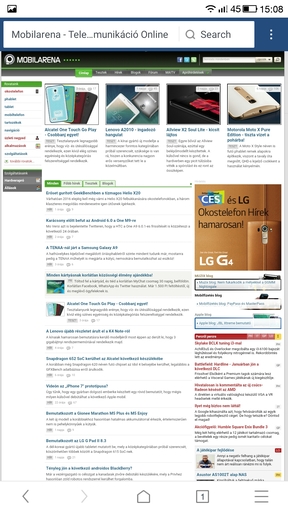 A gyári böngésző helyett mi a jobban optimalizált Chrome-ot használtuk