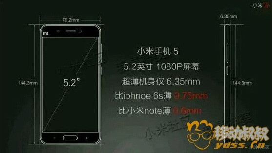 Az egyik kiszivárgott diakép a Mi 5 méreteit pontosítja, ezek alapján karcsú készülékre lehet számítani