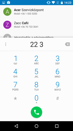 A tárcsázó és a billentyűzet/SMS-kezelő