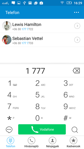 A tárcsázó és a billentyűzet/SMS-kezelő