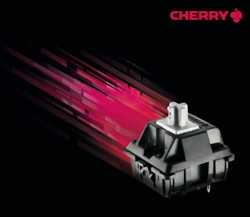A nem átlátszó tokozású új Cherry MX Speed mikrokapcsoló.