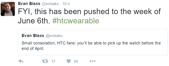 Az @evleaks szerint a nyár elején mutatkozik be a HTC okosórája
