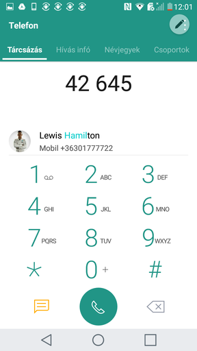 A tárcsázó és a billentyűzet/SMS-kezelő