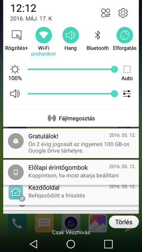 A legördülő információs függöny és az alkalmazáskezelő