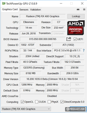A Radeon RX 480-at így ismeri fel a legfrissebb GPU-Z