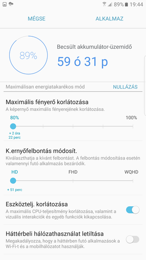 A maximális takarékossági mód és testreszabható opciói