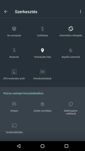Az átrendezhető kapcsolópanel (balra) és az értesítési finombeállítások a kezelőfelület-hangolóban
